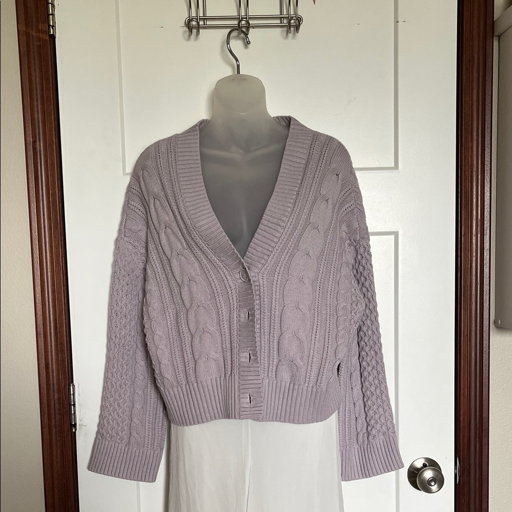 Express Lavender Cable Knit Cardigan